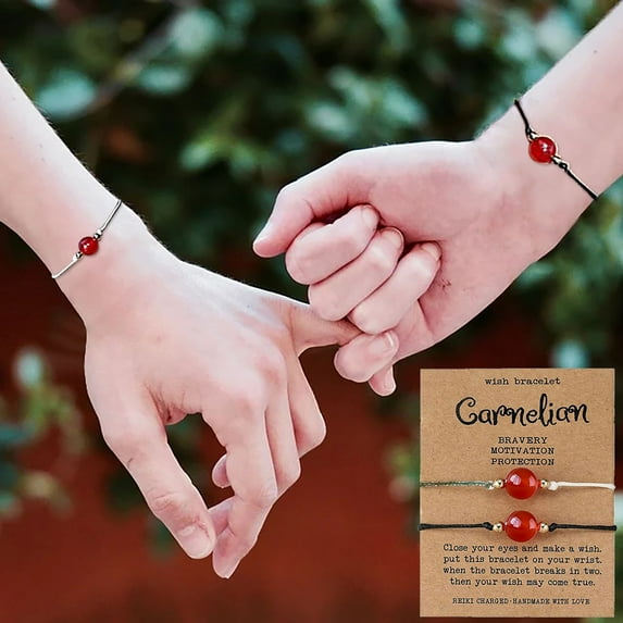 Fridja 2 Pcs Carnelian Crystal Bracelets For Women Crystal Wish Bracelet Jewelry Gifts