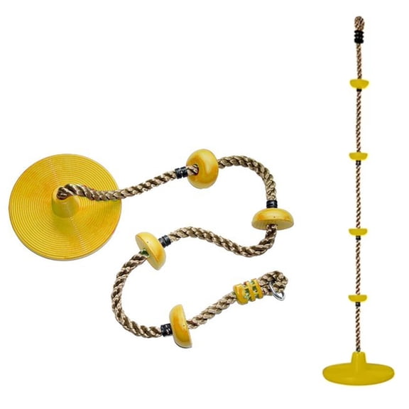 Fridja 2-in-1 Multi-Purpose Sit, Stand, & Climb Disc Swing, Heavy Duty Climbing Rope Swing - 6.2 Foot Rope, Holds 220lbs, Ages 6 and Up