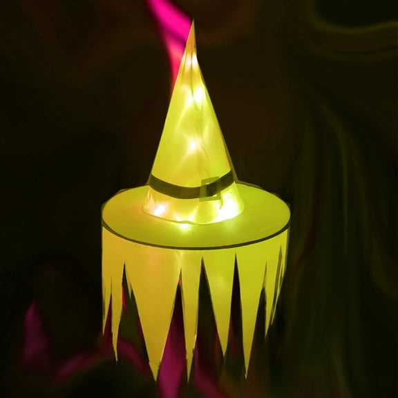 Fridja 2PCS Halloween Lightning Witch Hat Party Decoration Props LED Glowing Ghost Hat Halloween Decorations