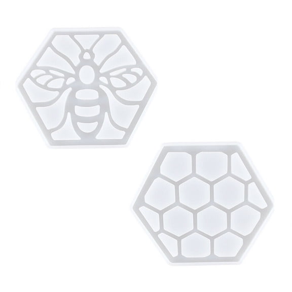 Fridja 2pcs Honey Bee Drink Coasters Silicone Tableware Mat Coffee Cup Mug Holder Tabletop Protection Insulation Pad for Bee Festival Housewarming Gift