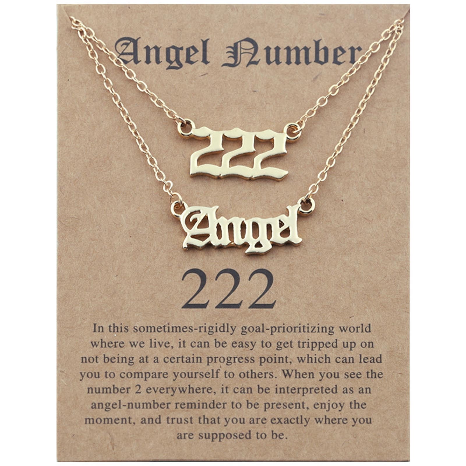 Fridja 2pcs Old English Angel Number Necklace Numerology Jewelry