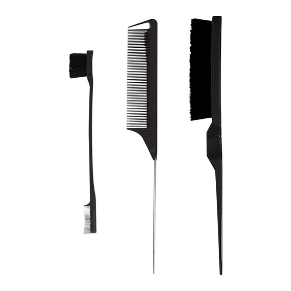Fridja 3 Pieces Hair Brush Set Edge Brush And Comb For Edge Control Wig Hair Brush Double Sided Brush Smooth Comb Grooming Rat Tail Combs