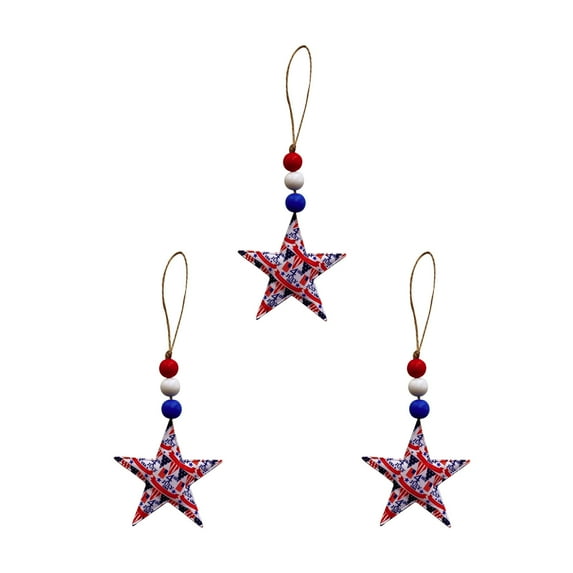 Fridja 3 Pieces Patriotic Ornaments 4th of July Star Ornaments Hanging Star Flag Day Ornament Independence Day Decorations for Home Party Indoor Outdoor Decor (70mm)