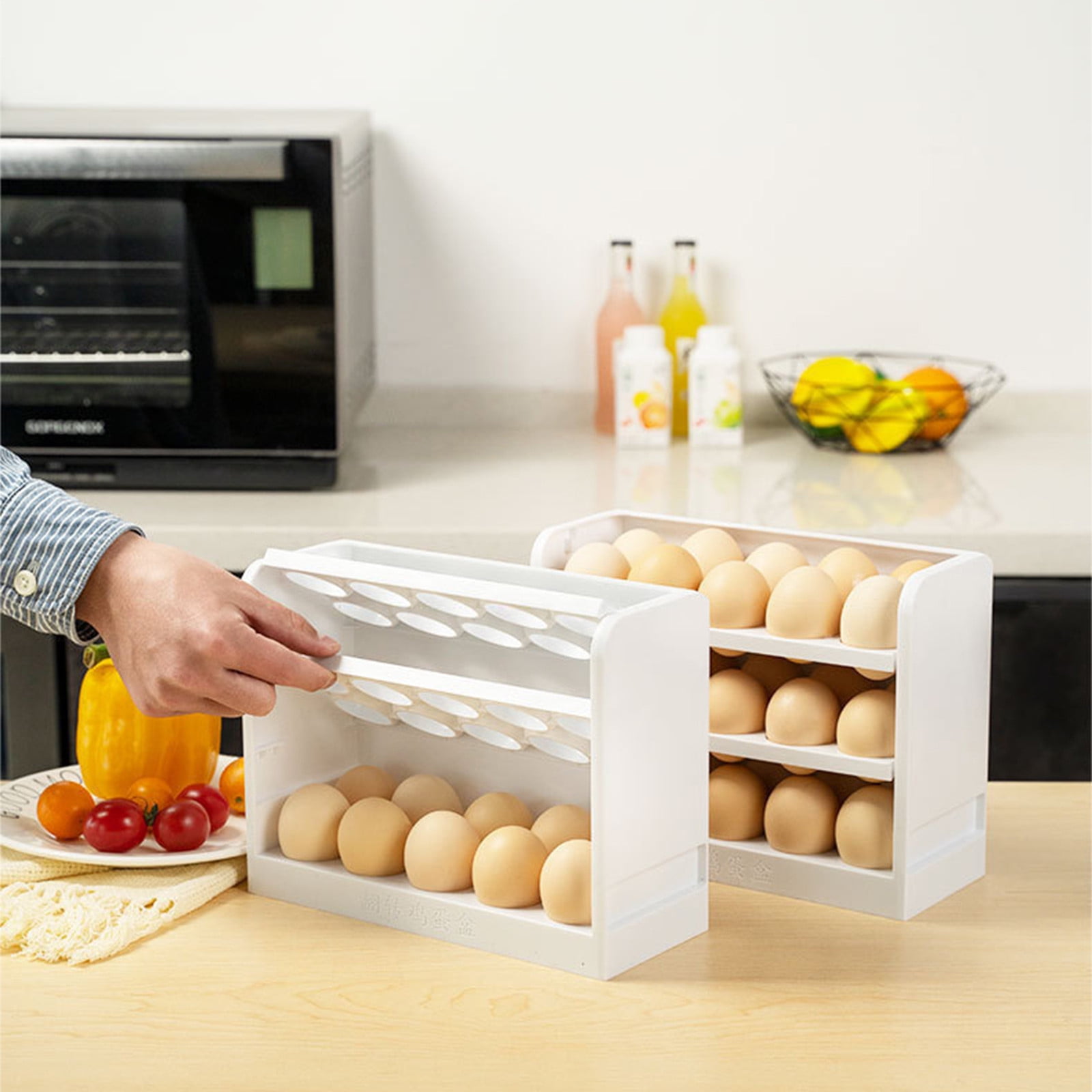 Egg Holder for Refrigerator, Egg Storage Box for Fridge, 3-Layer Flip Fridge  Egg Tray Container, Kitchen Countertop Fresh Egg,Reusable Versatile Clear Egg  Tray (30 Grid)