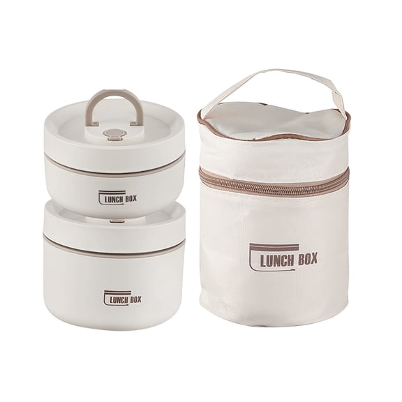 Fridja 304 Stainless Steel Insulation Lunch Box Leak-proof Sealed Insulation Bucket Students Go To Work With Lunch Box Multi-layer Lunch Box Creamy-white Clearance