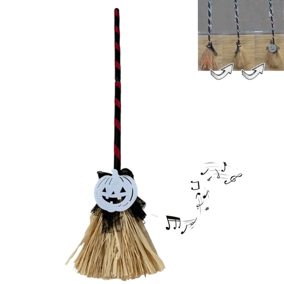 Fridja 31.4" Animated Witches Broom with Spooky Sounds & LED Lights, Dancing Magic Broomstick for Halloween Porch Decor, Indoor Outdoor Party Decorations