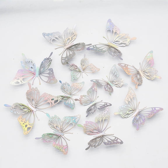Fridja 3D Flying Hollow Butterfly Home Decoration Festive Party Layout Cardboard Butterfly Wall Sticker