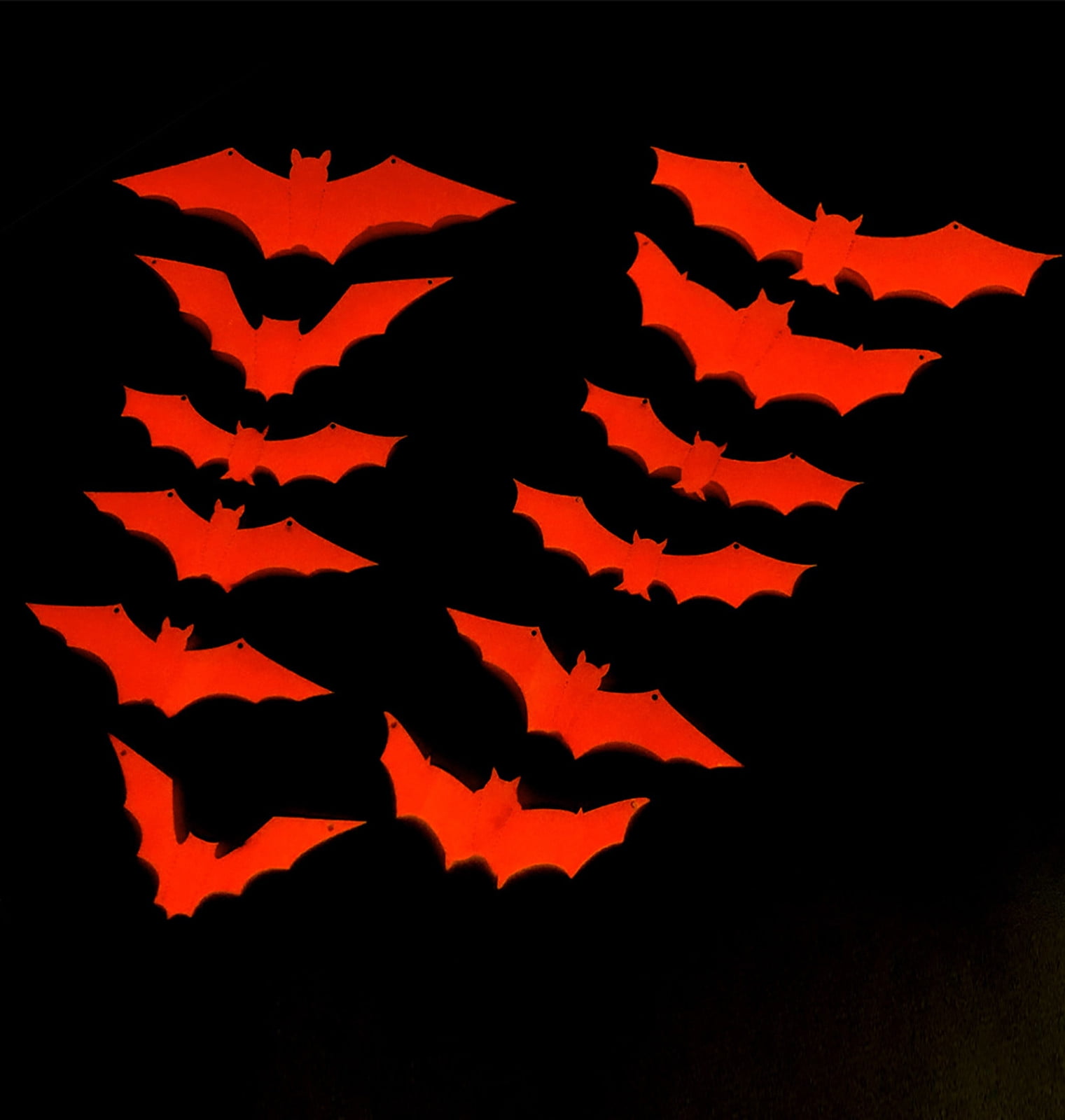 Fridja 3d Halloween Pendants Yellow, Green And Red Luminous Bats ...