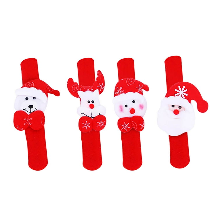 Fridja 4 Pieces LED Golwing Christmas Slap Bracelets Xmas Light up Slap  Bands Party Toys Gifts with Santa Claus Snowman Reindeer Bear Styles for  Classroom Exchange Gifts or Christmas Party Favors 