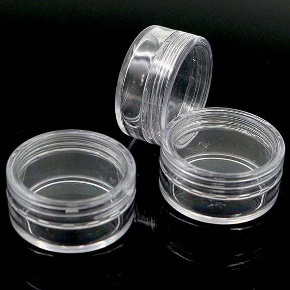 Fridja 50Pcs Clear Plastic Empty Cosmetic Sample Containers Jars Pots Small 3g