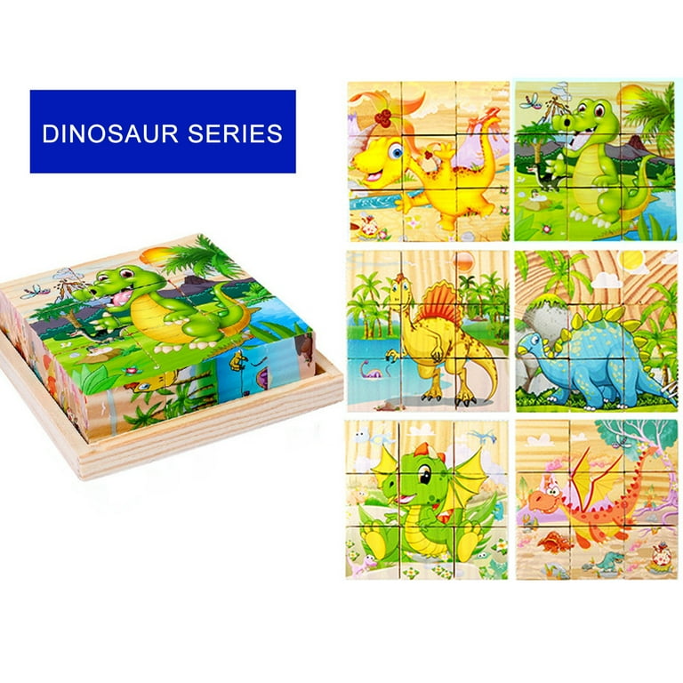 Fridja 6 in 1 Wooden Block Puzzles Toddlers Kids Toys Montessori