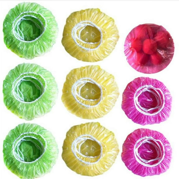 Fridja 90 Pack Elastic Colorful Bowl Covers Reusable Elastic Food Bowl Storage Covers Elastic Food Storage Covers Plastic Wrap Bowl Covers for Food Storage