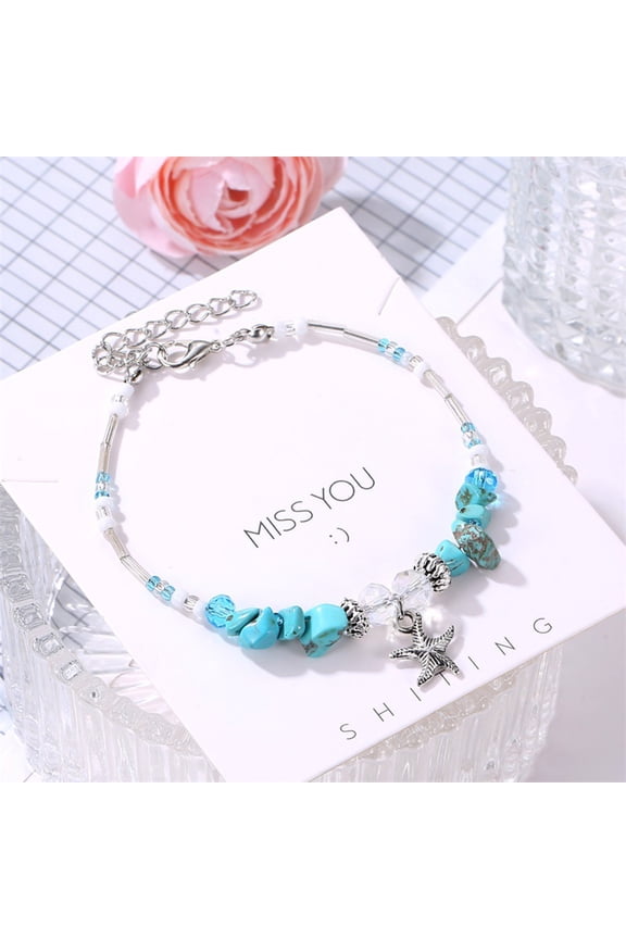 Adjustable Boho Turquoise Beads Sea Turtle Anklet Beach Ankle Bracelet