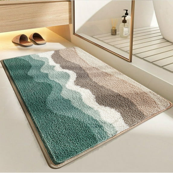 Fridja Area Rug Beach Ultra Soft Shaggy Carpet for Bedroom Living Room Bathroom, Teal Sea Water Floor Door Mats Home Decor 24×16in