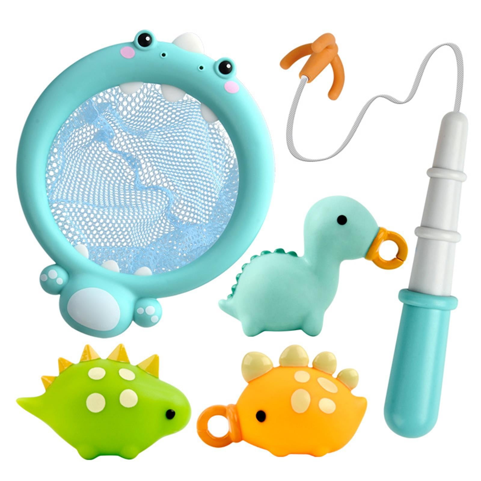Fridja Baby Bathing Floating Soft Rubber Dinosaurs Water Tub Toy Squirts  Spoon-Net 1Set 
