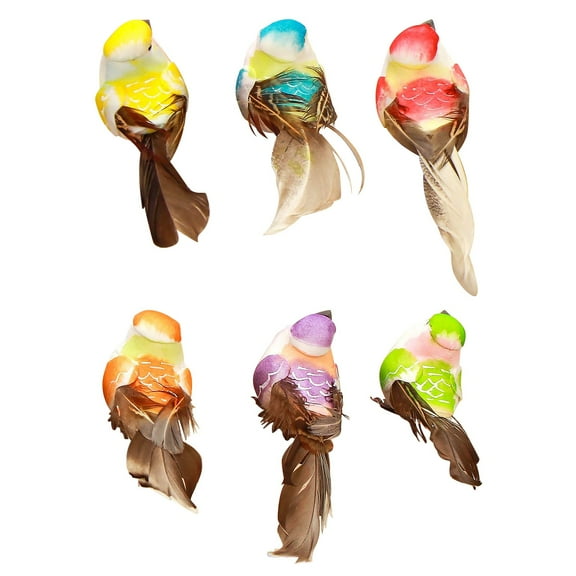 Fridja Bird Decor Floral Decor Tropical Decor Fake Birds Tropical Birds 6pcs Artificial Simulation Foam Birds with Claw Feather Mini Love Birds