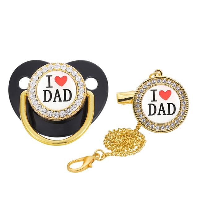 Pacifefer Fridja Bling Personalized Black Baby Pacifier with Pacifier Clips A-Z ...