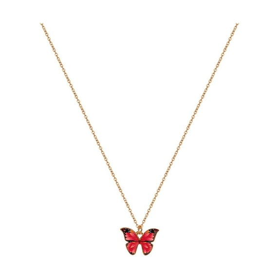 Fridja Bohemian Alloy Tilting Butterfly Painting Oil Necklace Personalized Butterfly Clavicle Chain