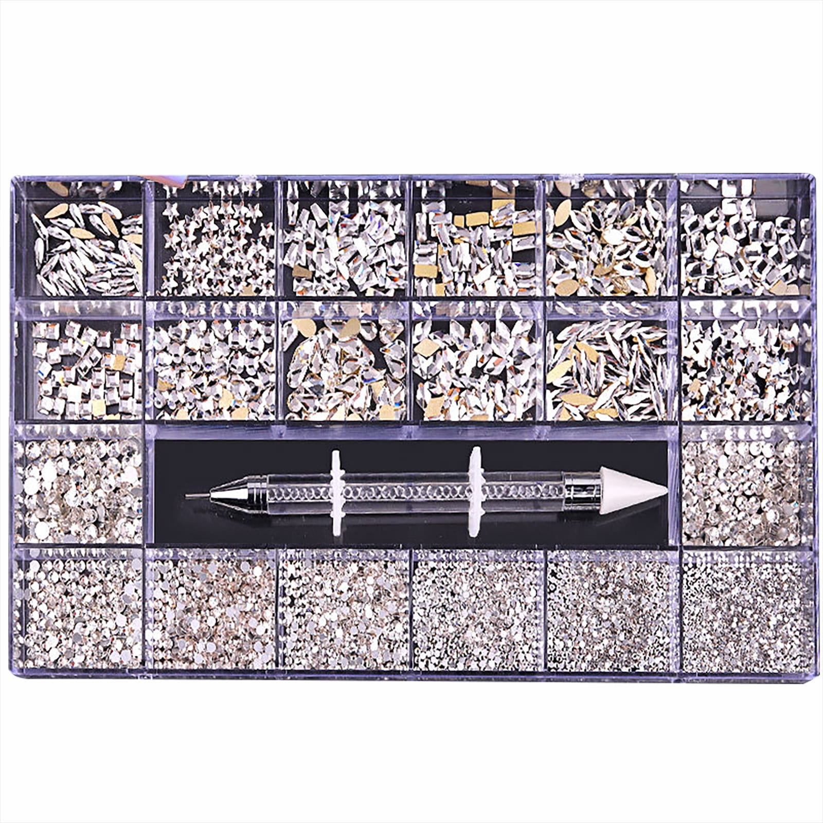 Fridja Boxed Nail Art Diamond Flat Glass Shaped Diamond DIY Nail Art Jewelry Set