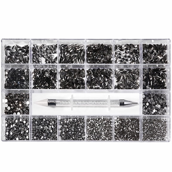 Fridja Boxed Nail Art Diamond Flat Glass Shaped Diamond DIY Nail Art Jewelry Set