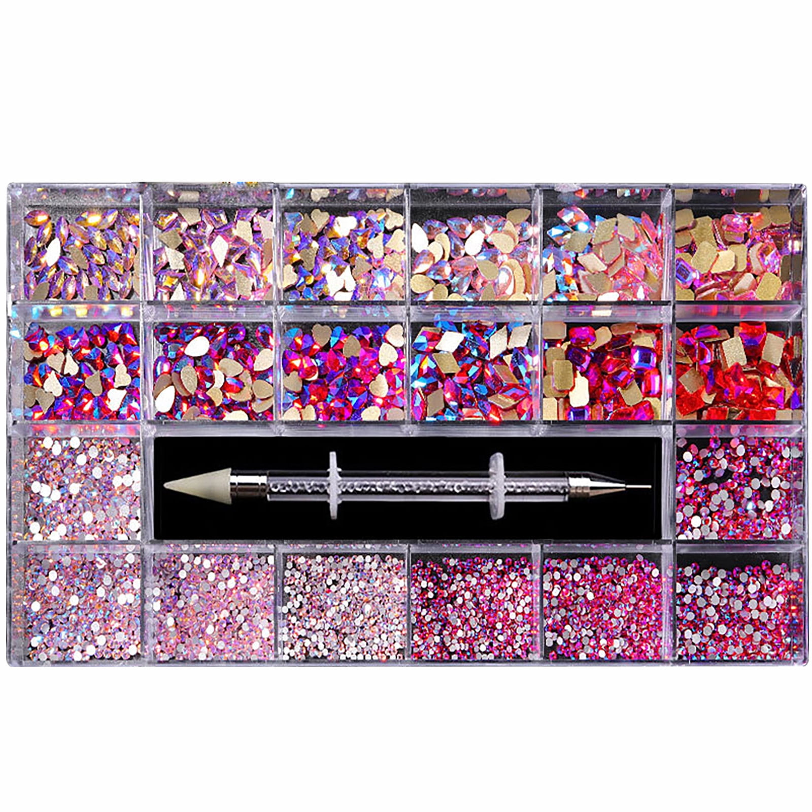 Fridja Boxed Nail Art Diamond Flat Glass Shaped Diamond DIY Nail Art Jewelry Set