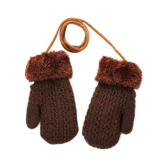 Fridja Boys Winter Knitted Gloves Children Solid Color Thickened Warm Gloves 1-4 Years Old