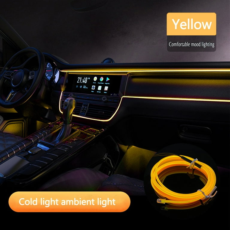 Fridja Car LED Strip Lights, Multicolor RGB Car Neon Ambient Lighting Kits  with 3.3ft Fiber Optic + 5V USB Drive 