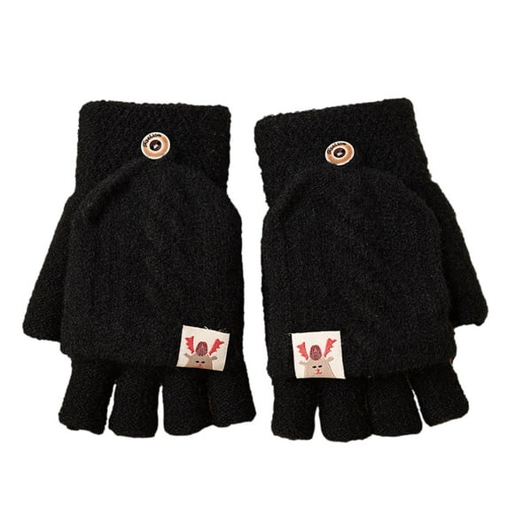 Fridja Children Kids Winter Warm Knitted Convertible Flip Top Fingerless Mittens Gloves 3-6 Years Old