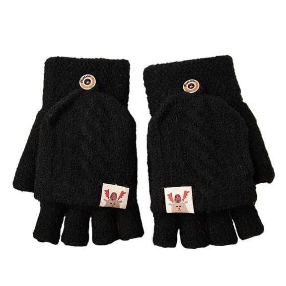 Fridja Children Kids Winter Warm Knitted Convertible Flip Top Fingerless Mittens Gloves 3-6 Years Old