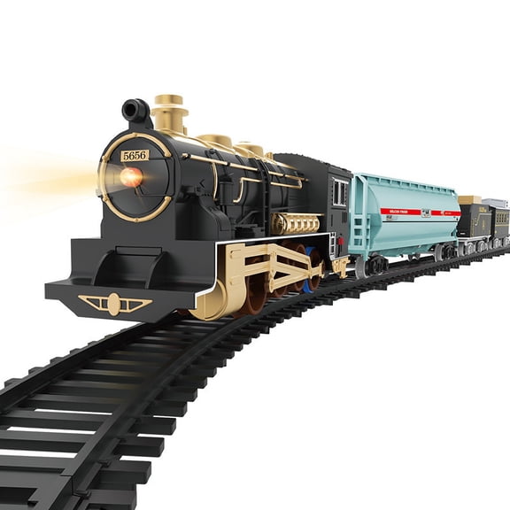 Fridja Christmas Electric Train Set Around The Christmas Tree, Train Toy Set with Track Xmas Tree Music and Lights Christmas New Year Gifts for Boys Girls
