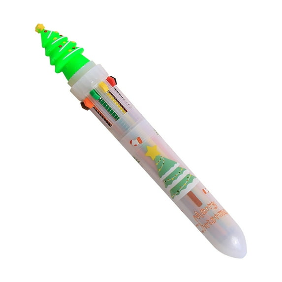Fridja Christmas Gel Ink Pens Ballpoint Novelty Cartoon Christmas Style 10-color Ballpoint Pen Manually Press Multi-color Ballpoint Pen Student Multi-function Oil Pen Christmas Gift 1ml