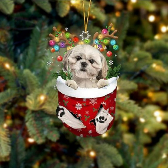 Fridja Christmas Hanging Ornaments Stocking Puppy Funny Christmas Tree Decorations, Suitable For Dogs - Gifts For Dog Lovers - Christmas Decorations - Lovely Stockings Dog Christmas Tree