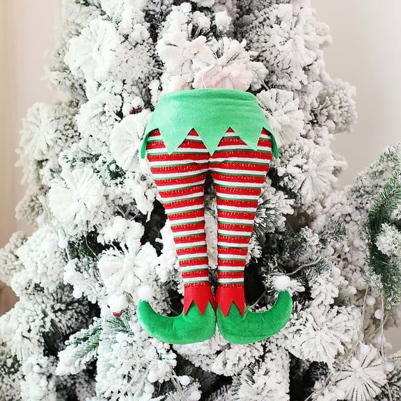 Fridja Christmas Ornaments Elf Leg Christmas Cartoon Three-dimensional Foot Pendant Christmas Tree Decoration Ornaments