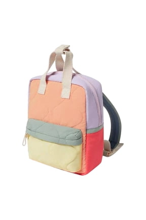 Color Block Quilted Backpack in Vibrant Orange Compact Carry Bag with Adjustable Straps Perfect for Day Trips and Light Travel Essential Storage Solution