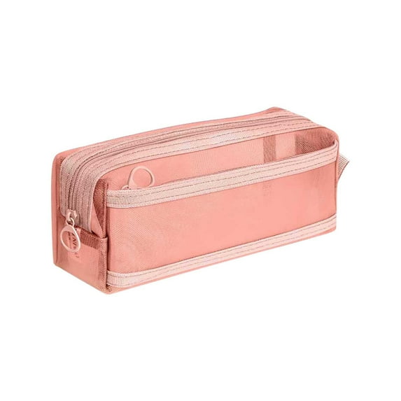 Fridja Double Layer Large Capacity Mesh Storage Pouch Transparent Organizer for Office Supplies and Craft Tools Durable Fabric Construction with Zipper Closure