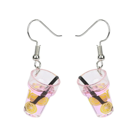 Fridja Funny Exaggerated Earrings Female Ear Studs Personality Fruit Tea Lemon Tea Crystal Pocket Tassel Earrings