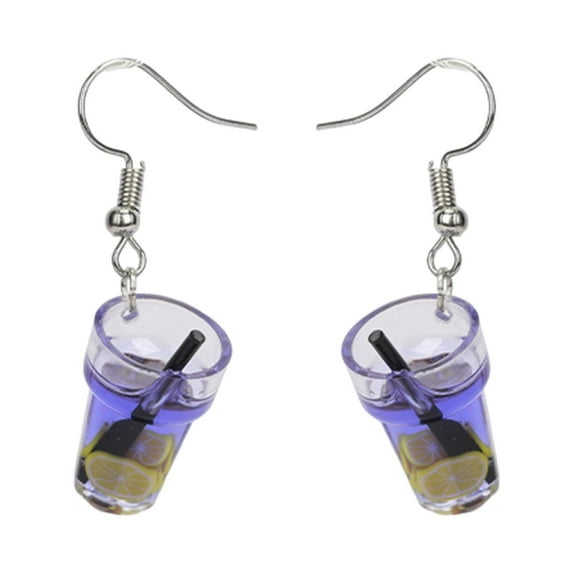 Fridja Funny Exaggerated Earrings Female Ear Studs Personality Fruit Tea Lemon Tea Crystal Pocket Tassel Earrings