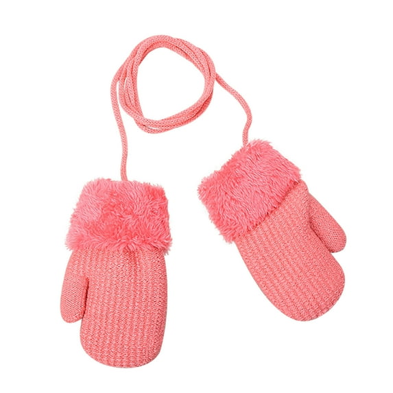 Fridja Girls Winter Knitted Gloves Children Solid Color Thickened Warm Gloves 1-4 Years Old
