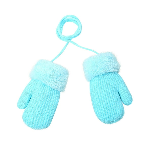 Fridja Girls Winter Knitted Gloves Children Solid Color Thickened Warm Gloves 1-4 Years Old