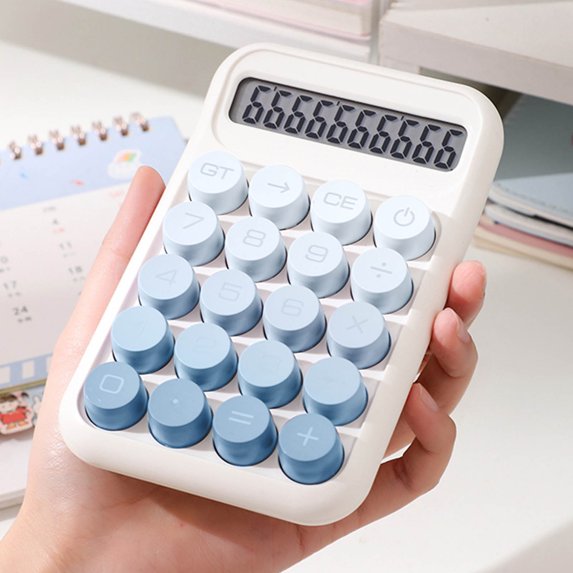 Fridja Gradient Color 10 Digit Mini Calculator Portable Office Accounting Tool for Home and Work Lightweight Design with Large LCD Display for Easy Reading