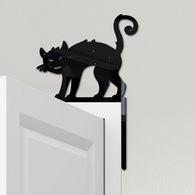 Fridja Halloween Black Cat Door Corner Sign Cat Silhouette Black Cat