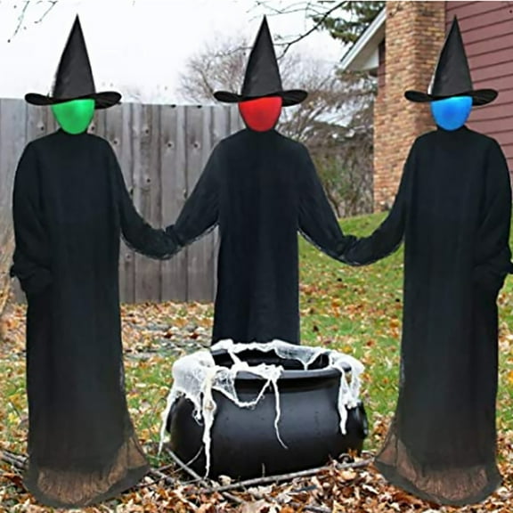 Fridja Halloween Voice Control Induction Luminous People Holding Hands Witch 3PCS Halloween Decorations