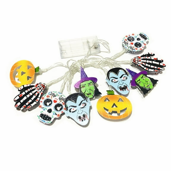Fridja Hanging Halloween Skull Light String Decoration Light 10LED Lights Halloween Decorations