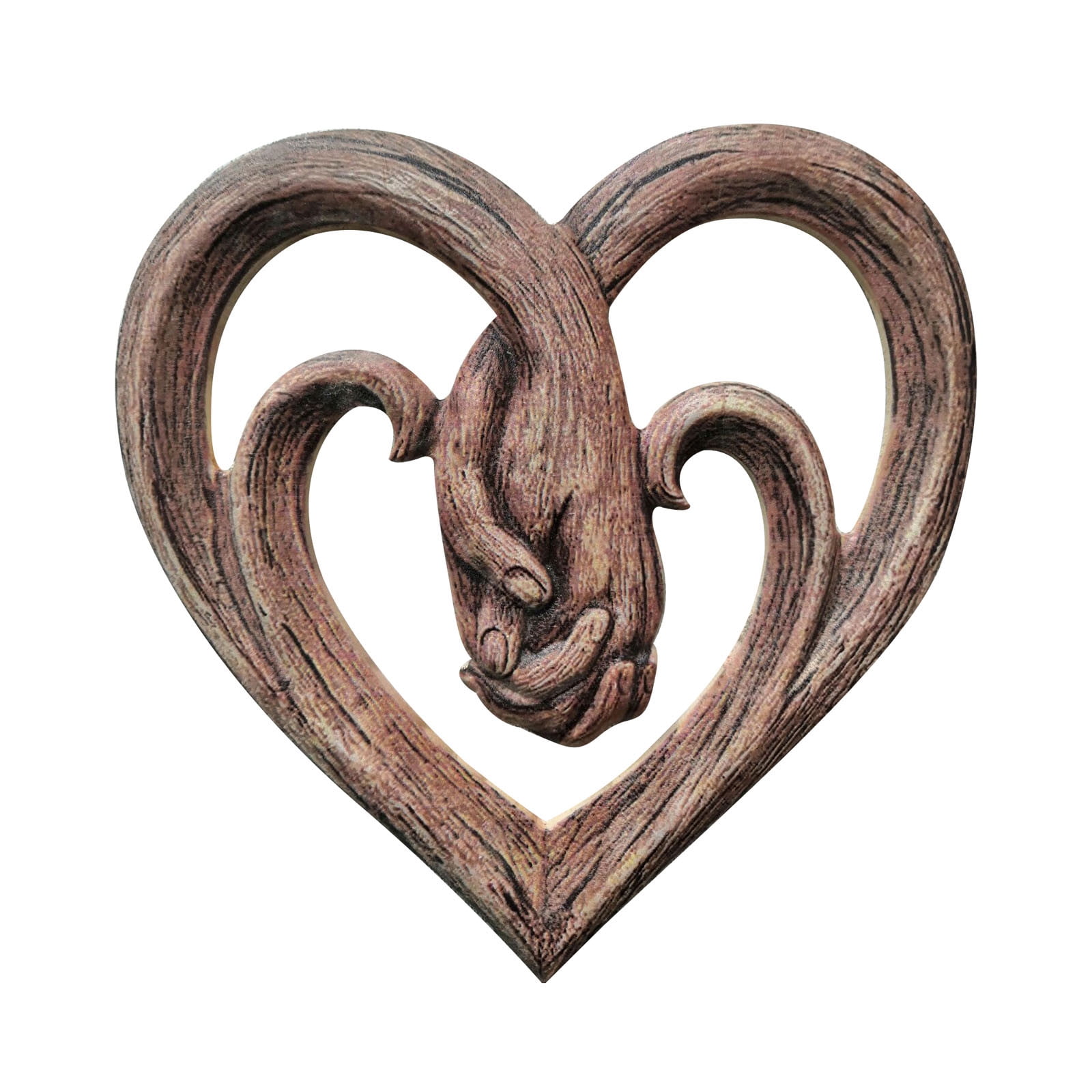Fridja Heart Shape Wooden Sculpture Holding Hands Wall Decor decorative