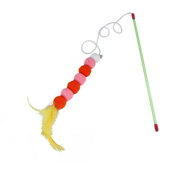 Fridja Interactive Cat Feather Toys,1PC Kitten Cat Toy Interactive Toy Soft Feather And Bell Beading Cat Toy, Cat Toys for Indoor Cats Kitten Play Chase Exercise