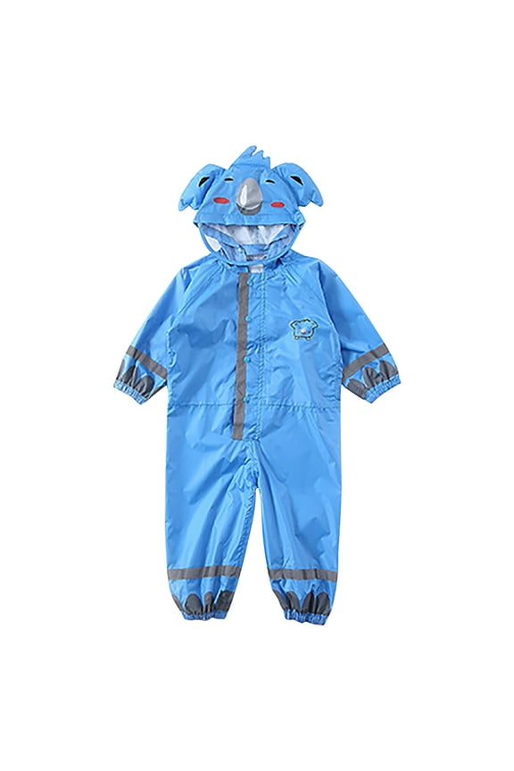 Kids Toddler Rain Suit 3D Cartoon Rain Suit with Hood Waterproof Coverall One Piece Rain Suit (3-10 Years Old)