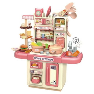 Fridja Modern Kitchen Mini Playset Pink Kitchen Toys Pretend Play House  Appliance Set & Accessories with Lights & Sound Gift for Girls 