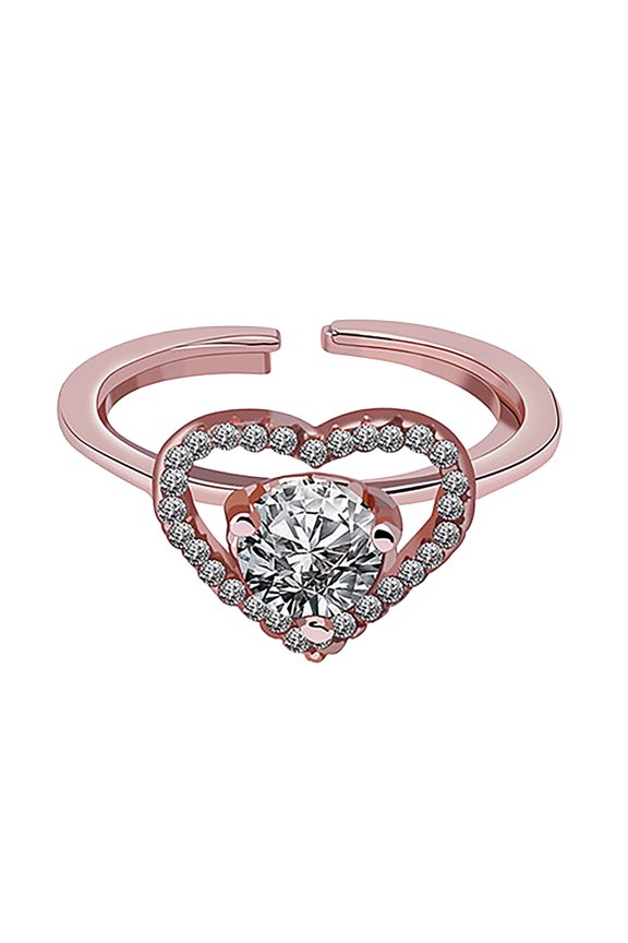 2 in 1 Combination Love Heart shaped Open Adjusted Ring