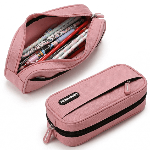 Fridja Large Capacity Pencil Case 2 Compartment Pouch Pen Bag for School Teen Girl Boy for Home