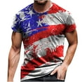 thumbnail image 1 of Fridja Men's USA Flag Tee Shirt, Man Casual O-Neck Independence Day Short Sleeve Loose T-Shirt Blouse, 1 of 5